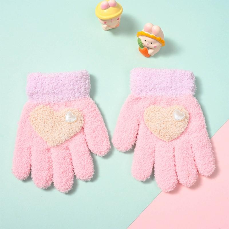 Soft Comfortable Winter Mittens for Kids Knitted Gloves Cute Cartoon Pattern Kindergarten Gloves Comfortable Wearing