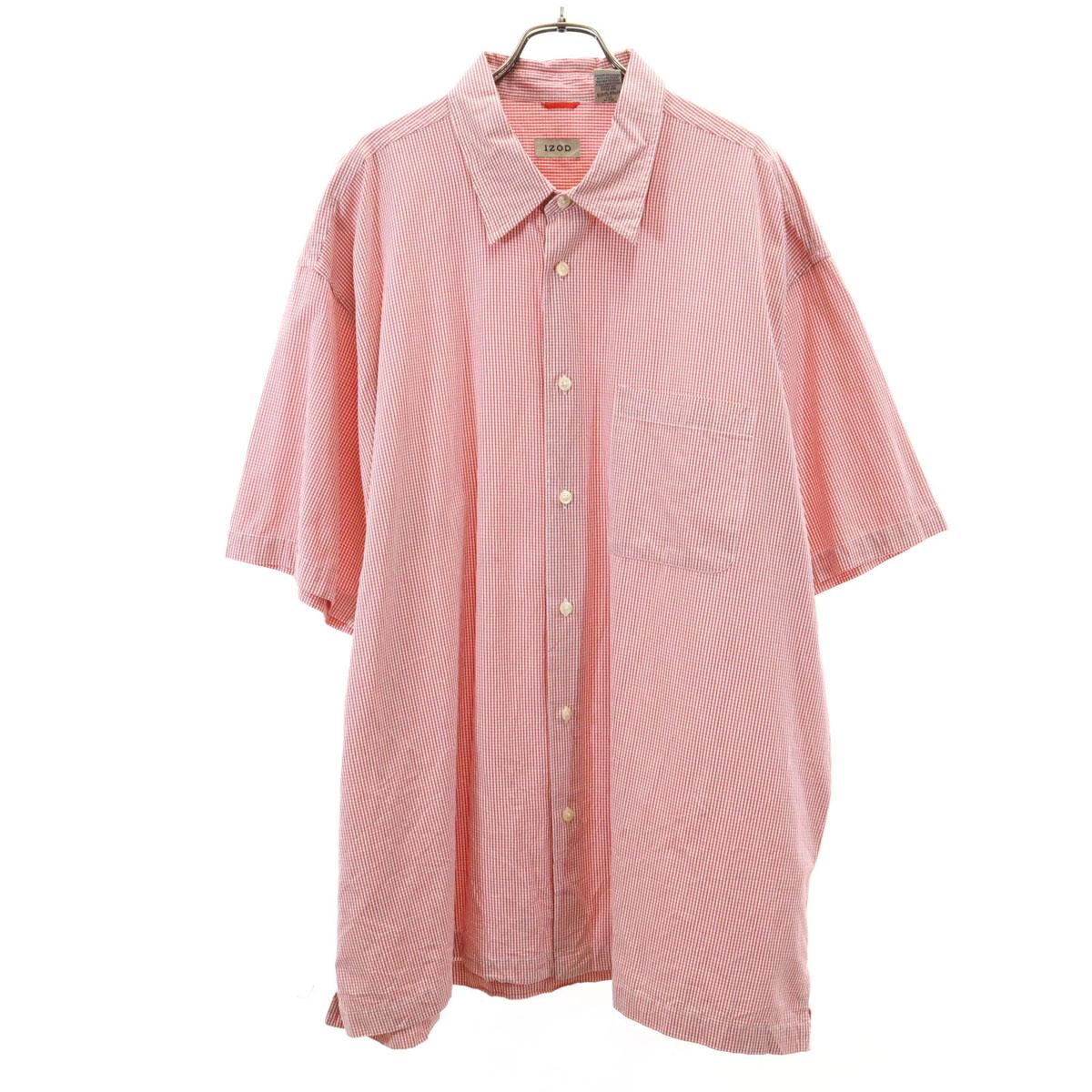 

IZOD Check Pattern Short sleeve Cotton shirt XL Red Men s Used