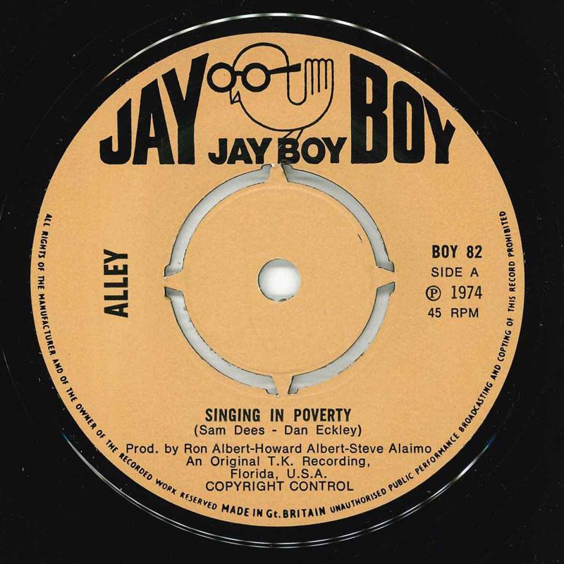 

7-дюймовая пластинка ALLEY - Singing In Poverty BOY82 Jay Boy 1974 UK Соул/Фанк Б/У