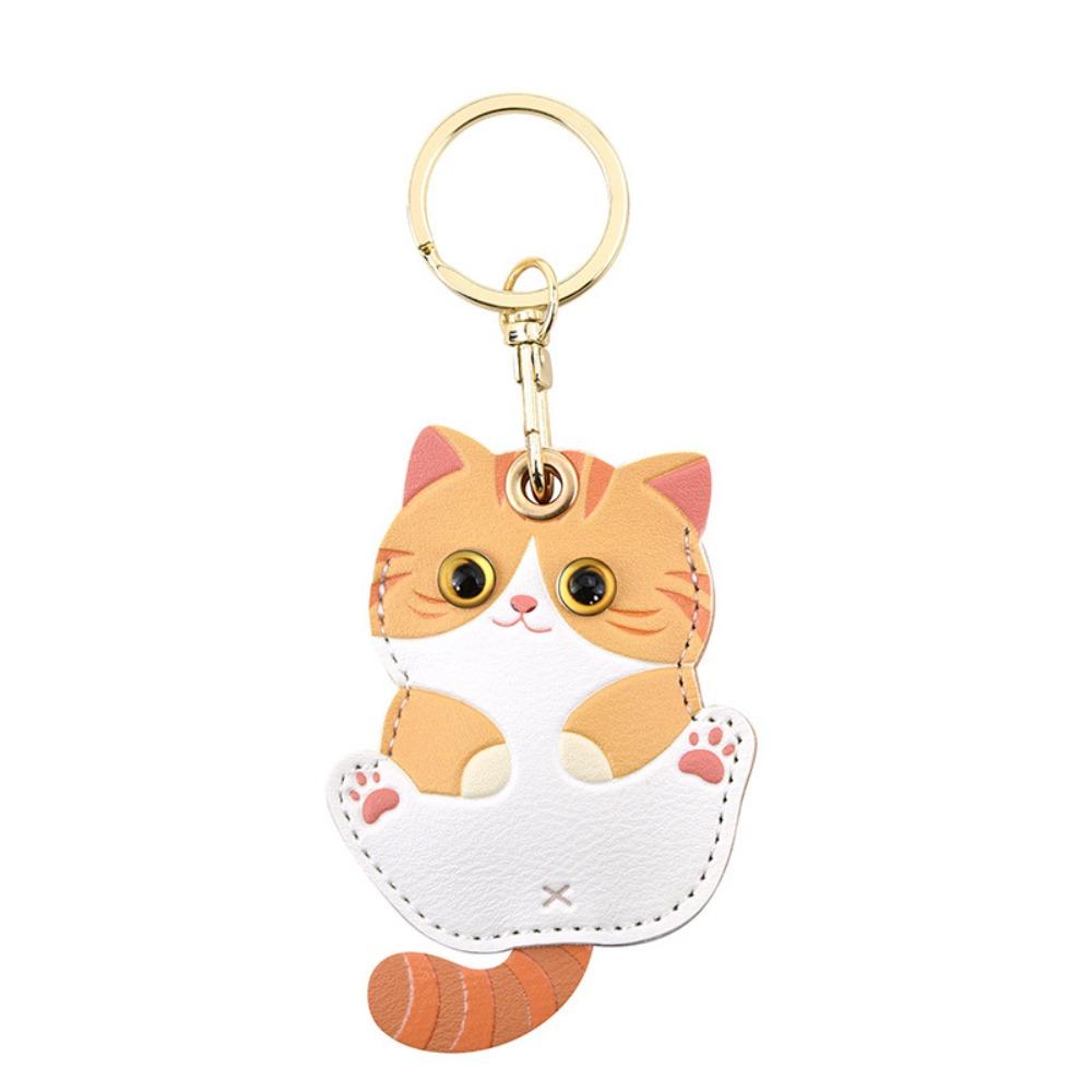 

Handmade Pu Leather Cat Pendant DIY Access Card Cover Cute Key Protective Case Bag Pendant Style 4
