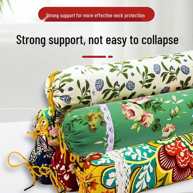 Mugwort Linen Neck Support Pillow: Cylindrical Cervical Vertebra Support for Home Use or Business Gift