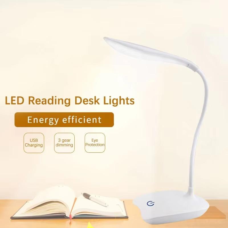 Tragbare USB-wiederaufladbare Schreibtischlampe Touch 3 Dimmmodi Tischlampe Augenschutz für Büro Schlafzimmer Nachttisch Lesen LED-Licht