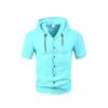 Men's Short Sleeve Hooded Shirt, Breathable Loose Fit Open Front Shirt, Casual Hooded Button Up Shirt for Men