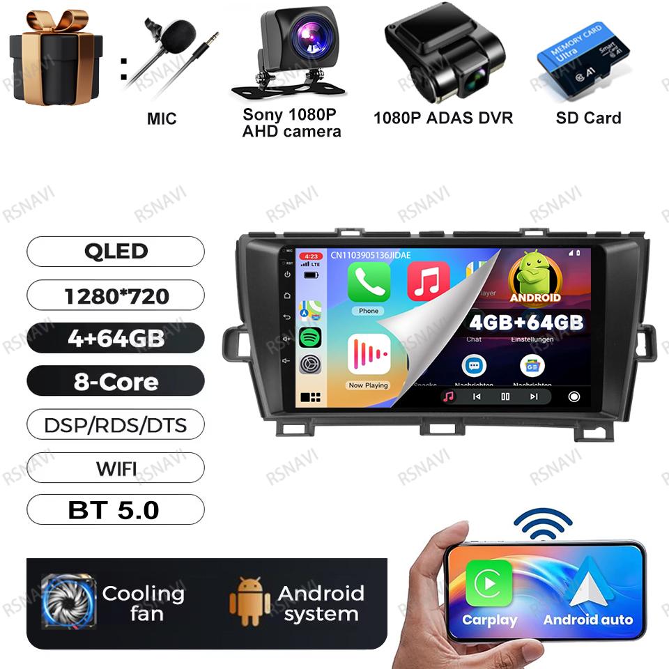 Car Radio Android 16 For Toyota Prius XW30 2009 - 2015 LHD BT DSP Viedo Player GPS Autoradio Multimedia 4G LTE QLED Head Unit
