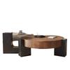 Italian Minimalist Retro Solid Wood Round Coffee Table for Small Apartments