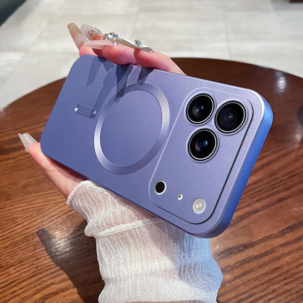 Desert Gold Metallic Paint Magnetic Charging Phone Case for iPhone 17 16 15 14 13 12 11 Pro Max Air Fine Hole Magsafe Soft Case