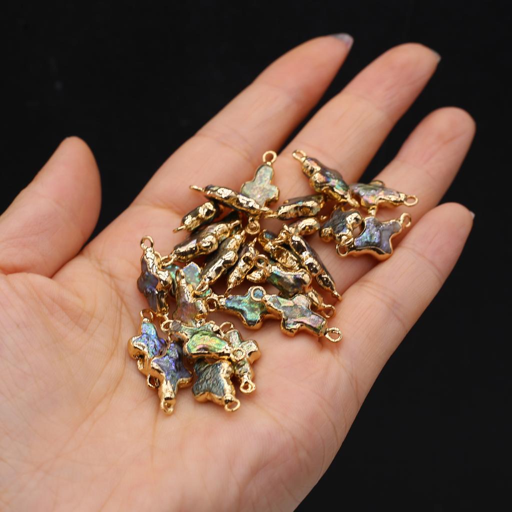 1Pcs/2Pcs Baroque Pearl Connector Freshwater Pearl Variant Cross-Shaped Connector For Jewelry Making DIY Necklace Accessory