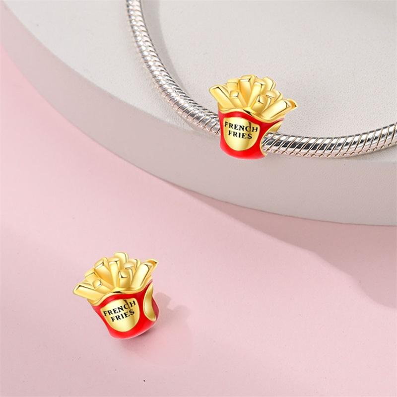 Cute Yellow Food Pumpkin Car Cake Avocado Pizza Charm Bead Components Bead Components Copper Metal High Quality Fine Jewelry Compatible With Bracelet