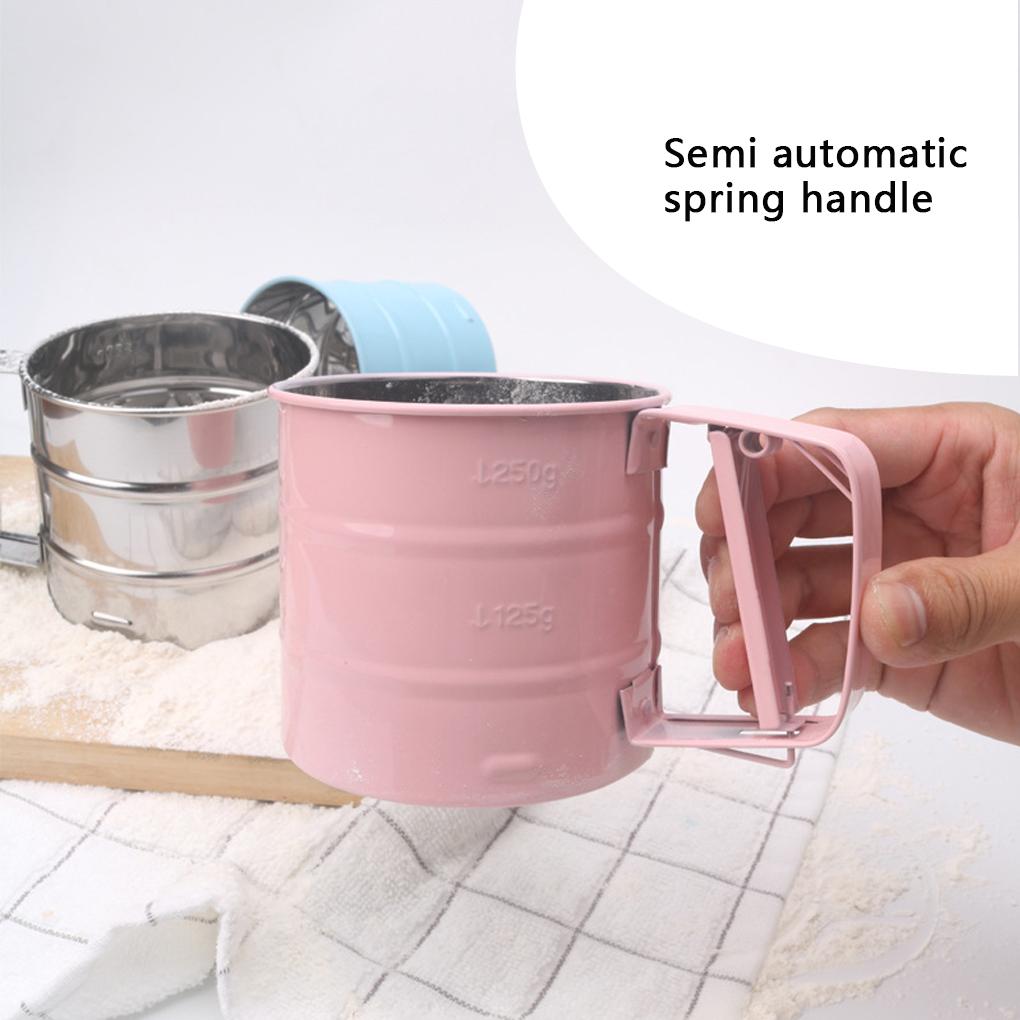 Sito do mąki kubek siatka ze stali nierdzewnej wytrząsanie ciasto filtracyjne DIY przesiewacz ciasteczka narzędzie do robienia piekarnia srebrny 10 5x9 3cm