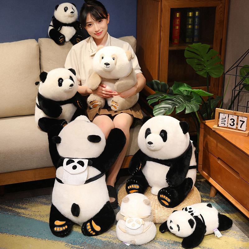 Cute cute chubby panda doll plush toy black and white panda doll children's rag doll girl birthday gift