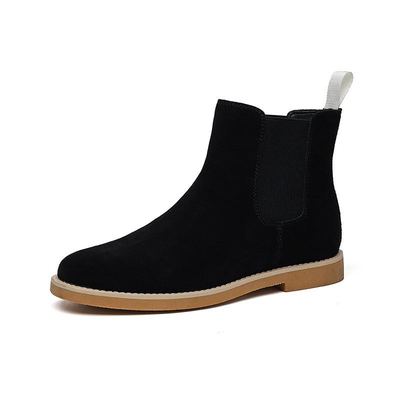 

Весна и осень 2025 года, новые короткие ботинки на плоской подошве, увеличивающие внутреннюю высоту, ботинки Chelsea, ботинки Martin bare, мужские одинарные туфли 8223-R 38 чёрный