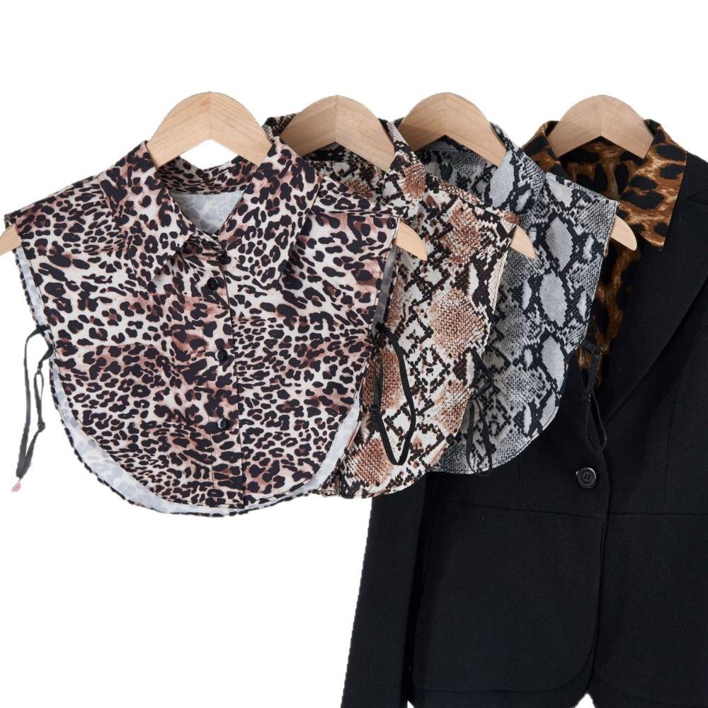 Lightweight False Collar Leopard Print Faux Shirt Collar Versatile Detachable Collar Layering Top