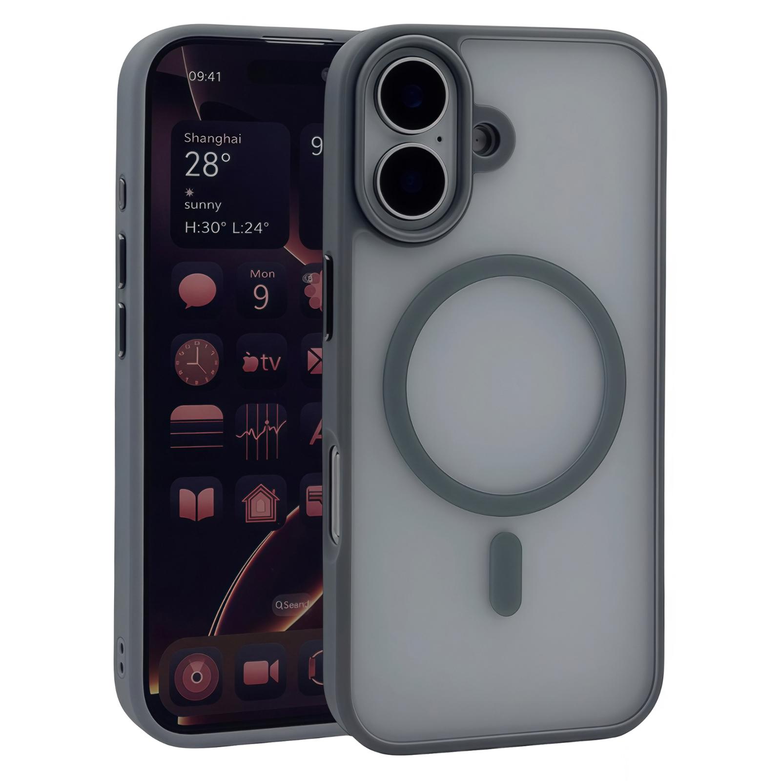 

Для iPhone 17 Магнитный чехол Кожа на ощупь ТПУ Акриловая задняя крышка для телефона Grey