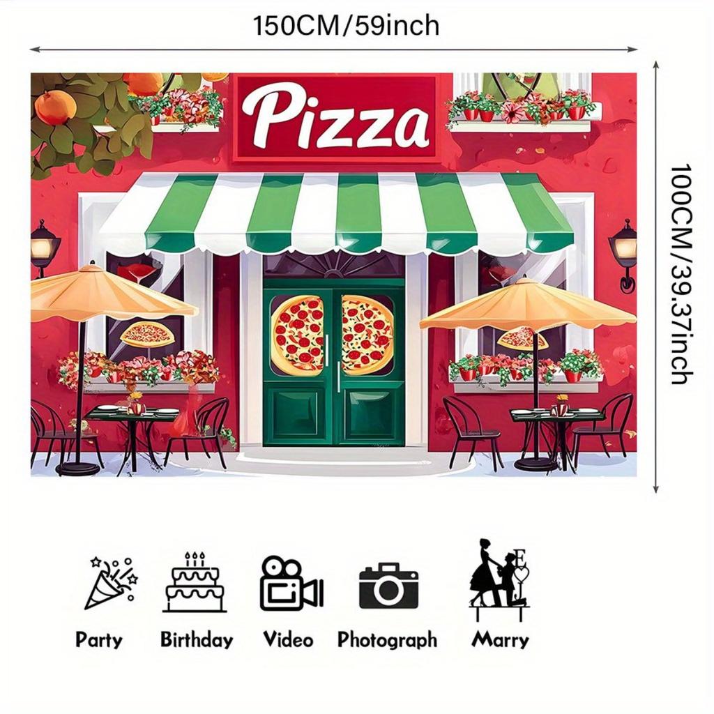 A Colorful Pizza Store Background Banner, Suitable for Celebration Events Such As Birthdays and Parties.