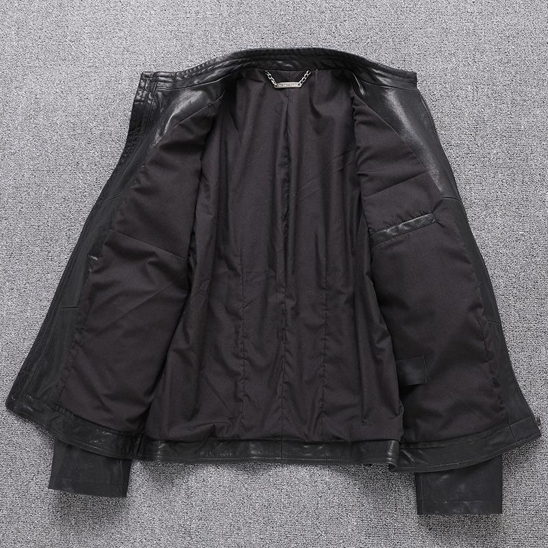 New Autumn Genuine Leather Jacket for Men's Short Korean Style Slim Vegetable Tanned Sheepskin Motorcycle Leather Jacket