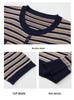 Elegant Korean-Style Striped Knitwear T-Shirt for Women, Plus Size, Loose Fit, Five-Sleeve, Perfect for Middle-Aged & Elderly, Spring Wear.