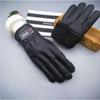 Touch screen warm windproof leather gloves men's winter black imitation deerskin large cotton thickened cycling non-slip velvet new