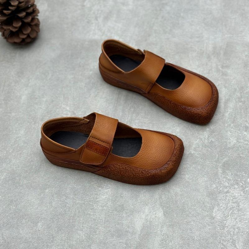 Handmade Leather Single Shoes Vintage Flat Soft Leather Soft Bottom Cowhide Women's Shoes