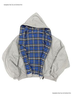 Men's Reversible Hooded Plaid Patchwork Zip-Up Hoodie - Autumn/Winter Collection