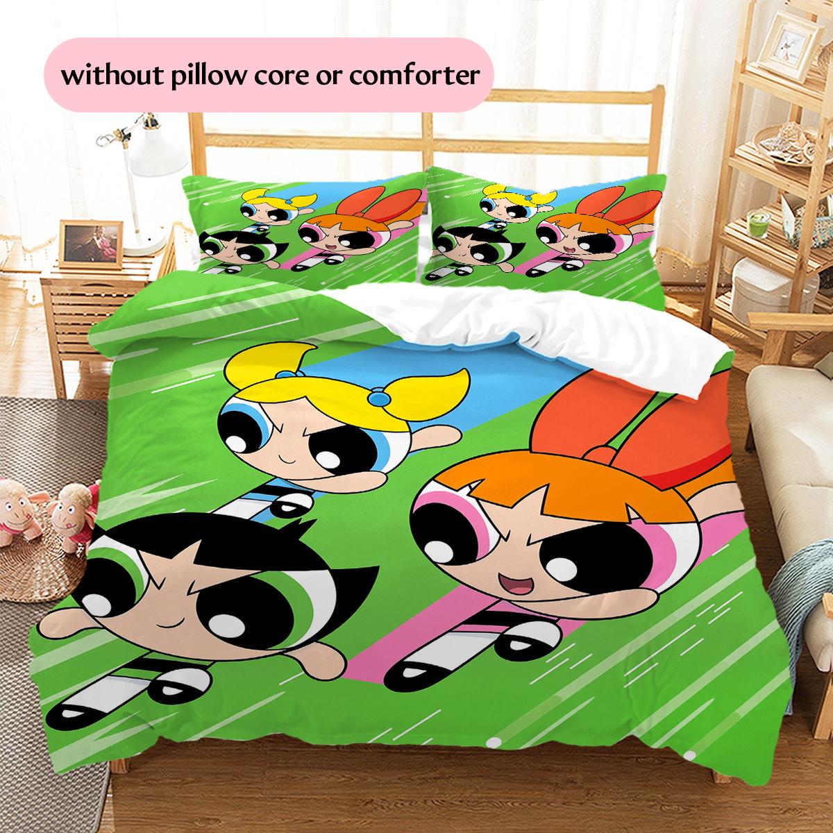 

Cute Powerpuff Girls Cartoon Style Pattern Bedding Home Decoration Birthday & Festival Gift (1 * duvet cover + 2 * pillowcase, without core) 135x200cm