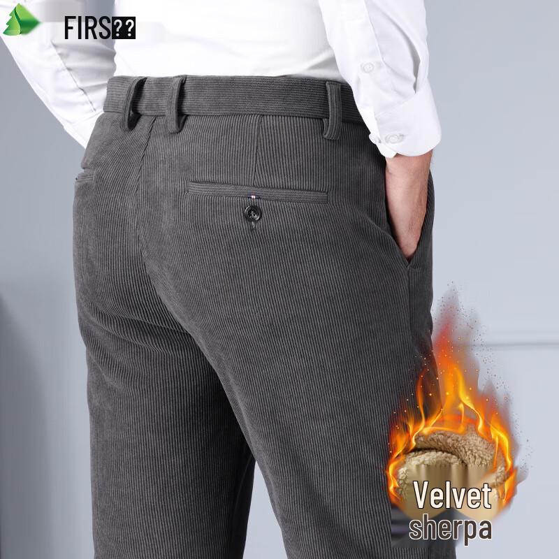 FIRS Men's Fleece-Lined Corduroy Casual Straight-Leg Pants