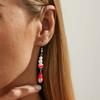 Ingemark Halloween Red Crystal Water Drop Pendant Earrings for Women Elegant Imitation Pearl Tassel Drop Earring Party Jewelry