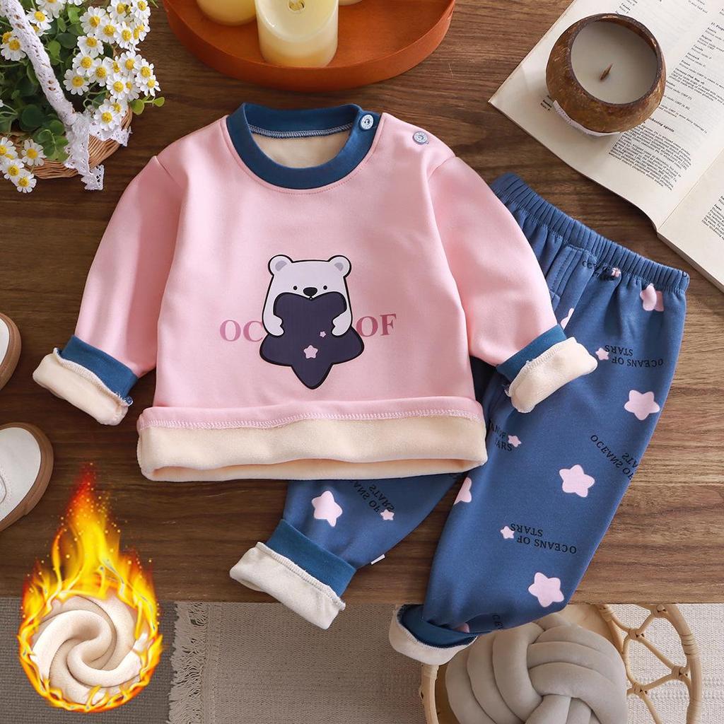 Kinder Fleece-gefüttertes Thermo-Unterwäsche-Set für Jungen & Mädchen - Gemütliche Herbstkleidung