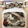 Maine Coon Pattern Bedding Quilt Set Quilt Cover Pillowcase Home Decoration Birthday Gift (1 * Duvet Cover + 2 * Pillowcase, Without Core)