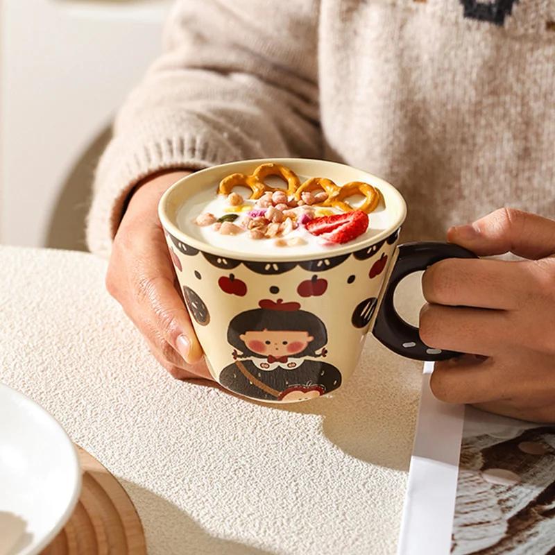 Happy Girl Keramiska Kaffekoppar Hem Frukost Yoghurtmuggar Fritid Kontor Utsökt Kaffekopp Vän Födelsedagspresenter