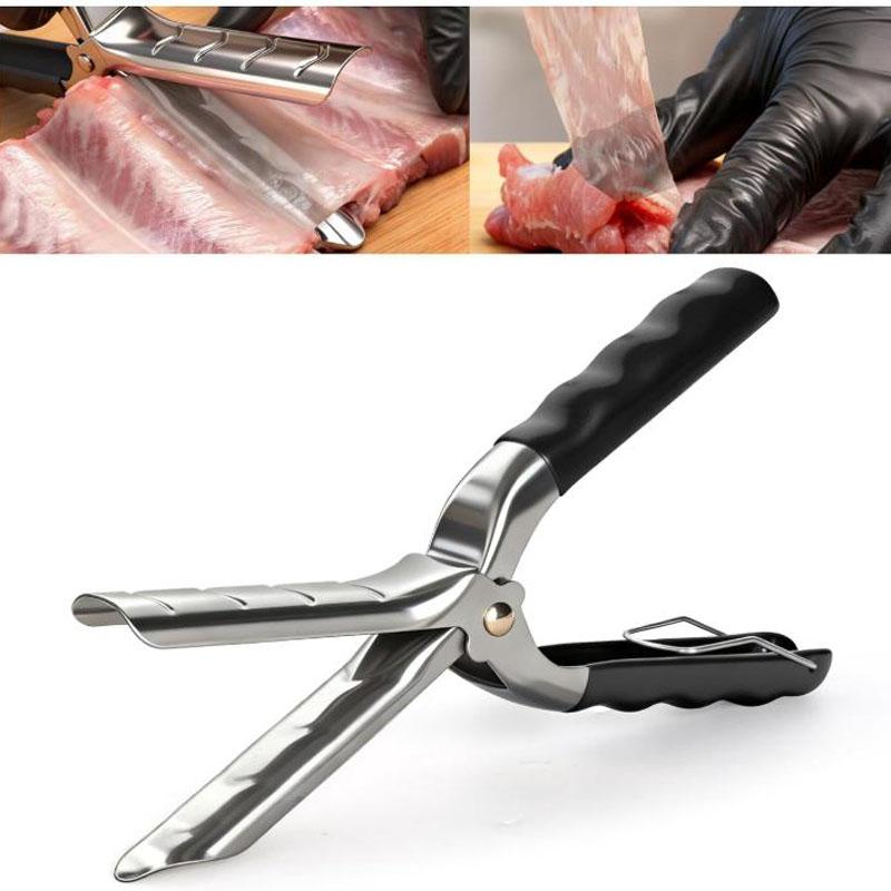 Инструмент для удаления реберной мембраны - Модернизированная толстая пищевая нержавеющая сталь 304 с эргономичной полностью резиновой рукояткой