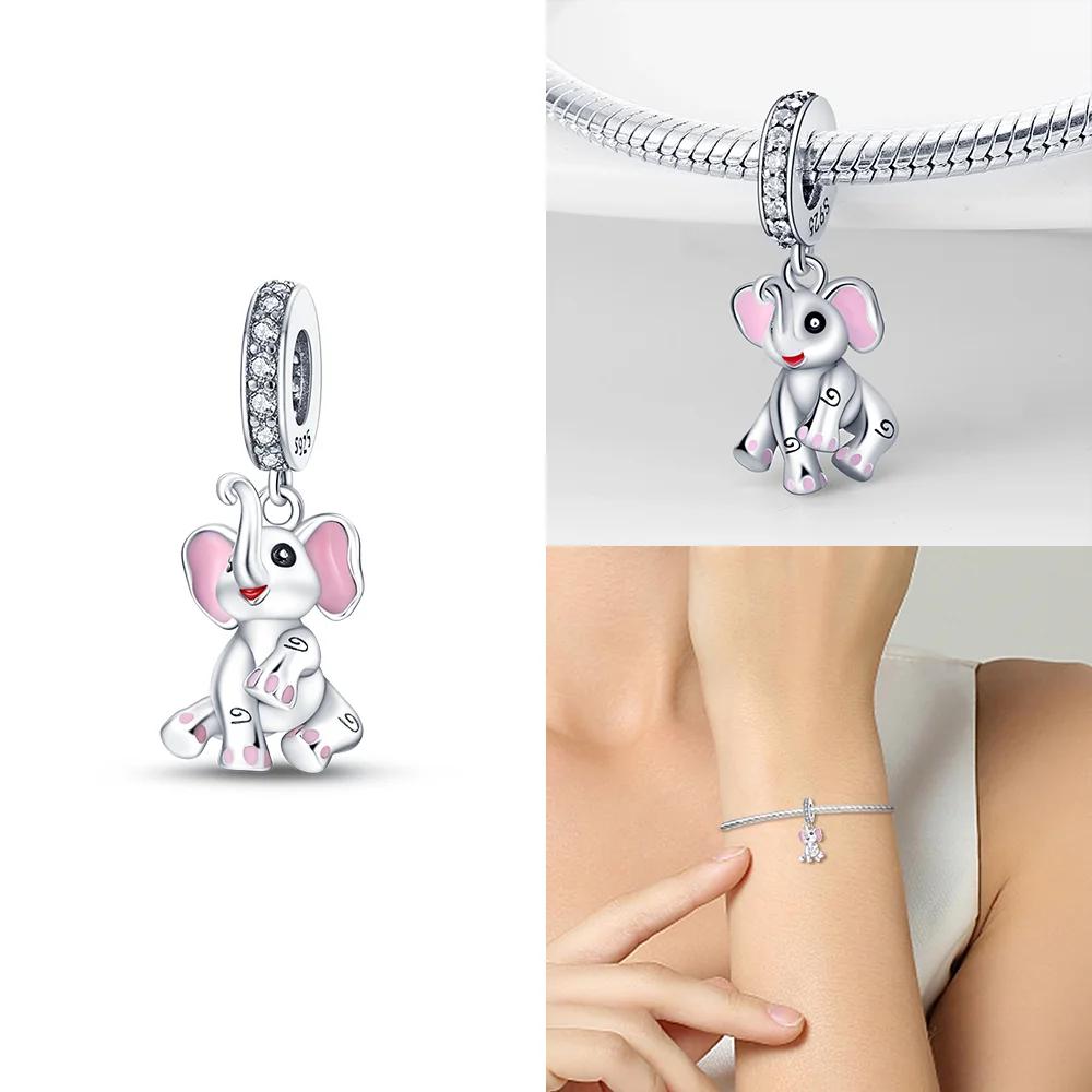 Kupferrot Schlange Zirkon Eichhörnchen Tier Elefant Perle Passend Armband Original Schmuck DIY Zubehör Frauen Zartes Geschenk