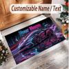 Auto-Rennsport-Thema Weicher Kristall-Samt Teppich Benutzerdefinierter Name & Text Druck Rutschfester Boden Teppich für Schlafzimmer Wohnzimmer
