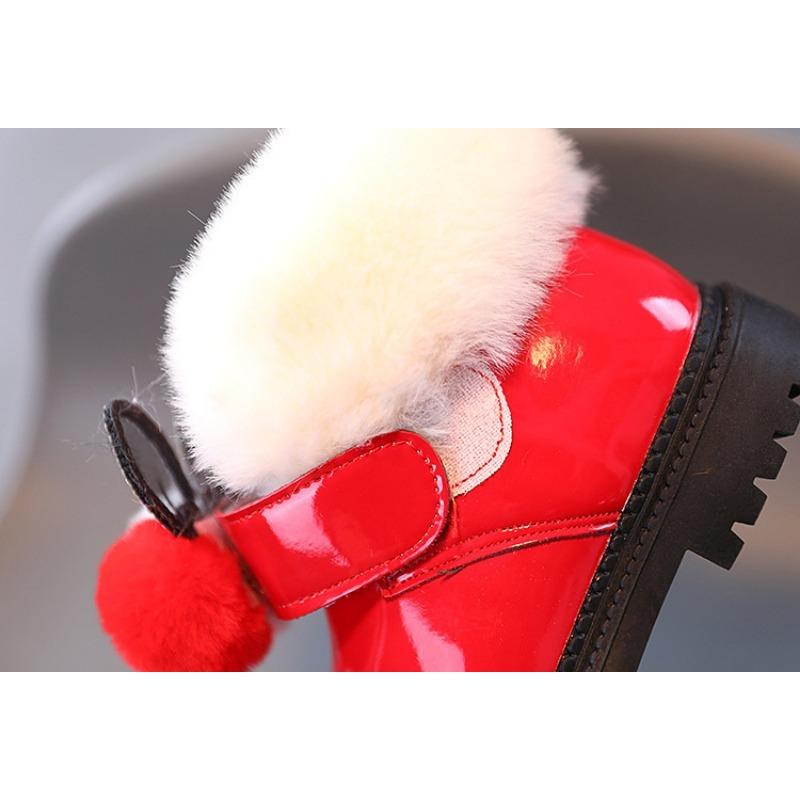 Koreanischer Winter neue Kinderschneestiefel süße runde Zehenpartie Mädchen Kurzstiefel Samt warm Kinder Baumwollstiefel