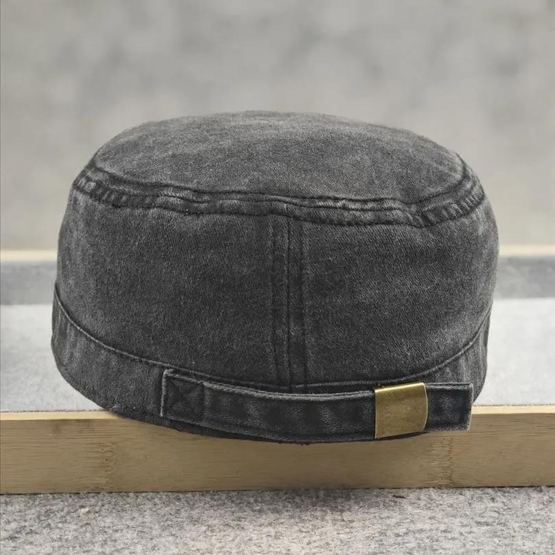 Big Size Hats Flat Top Casual Washed Cotton Adjustable S M L Military Caps Men Women Unique Design Vintage Four Seasons