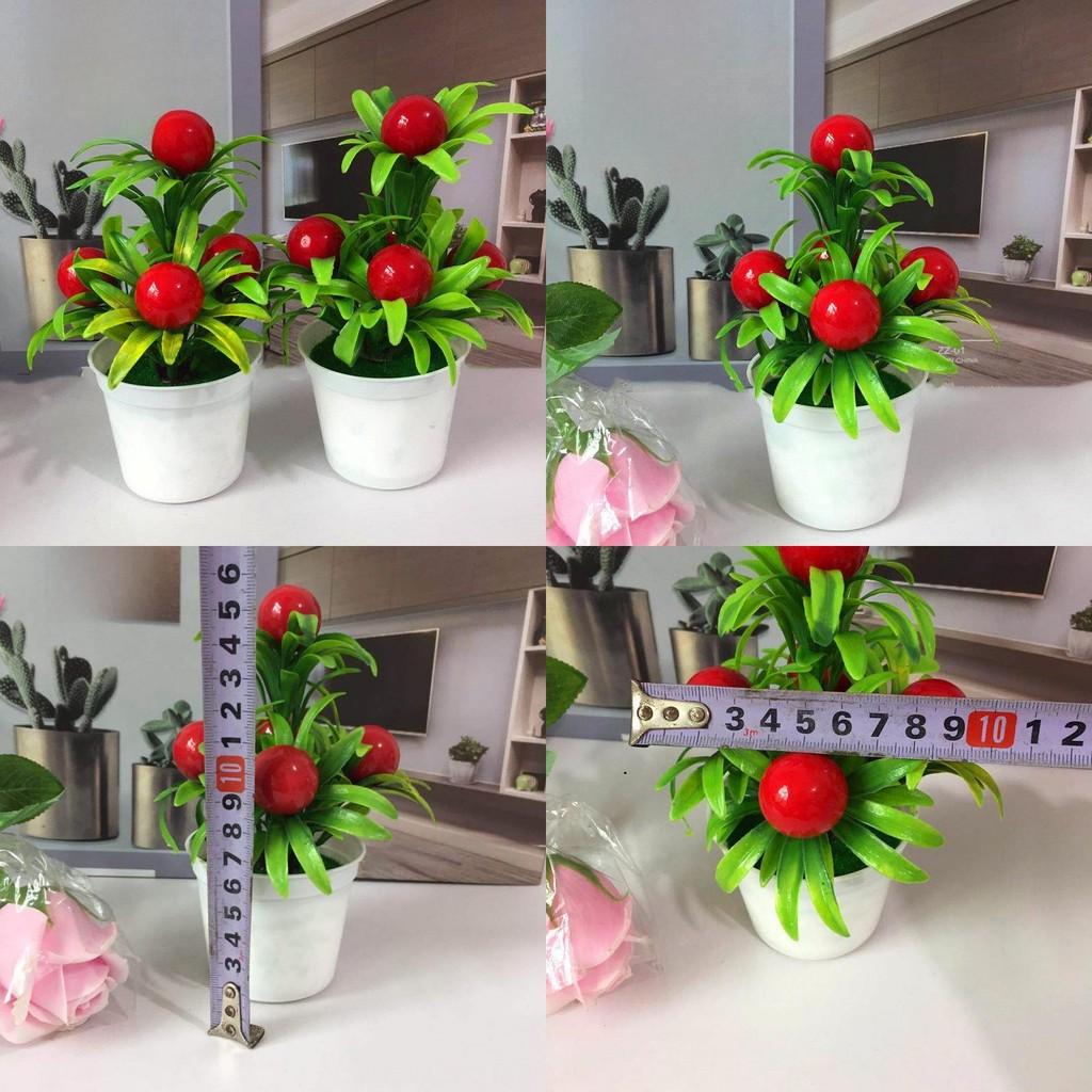 Simulate Large Five Red Fruit Mini Artificial Flower Potted Decorations Desktop