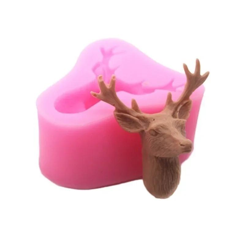 Elk Head Cake Mold Christmas Silicone Soap Candle Mold Xmas DIY Elk Dessert Cake Baking Tools