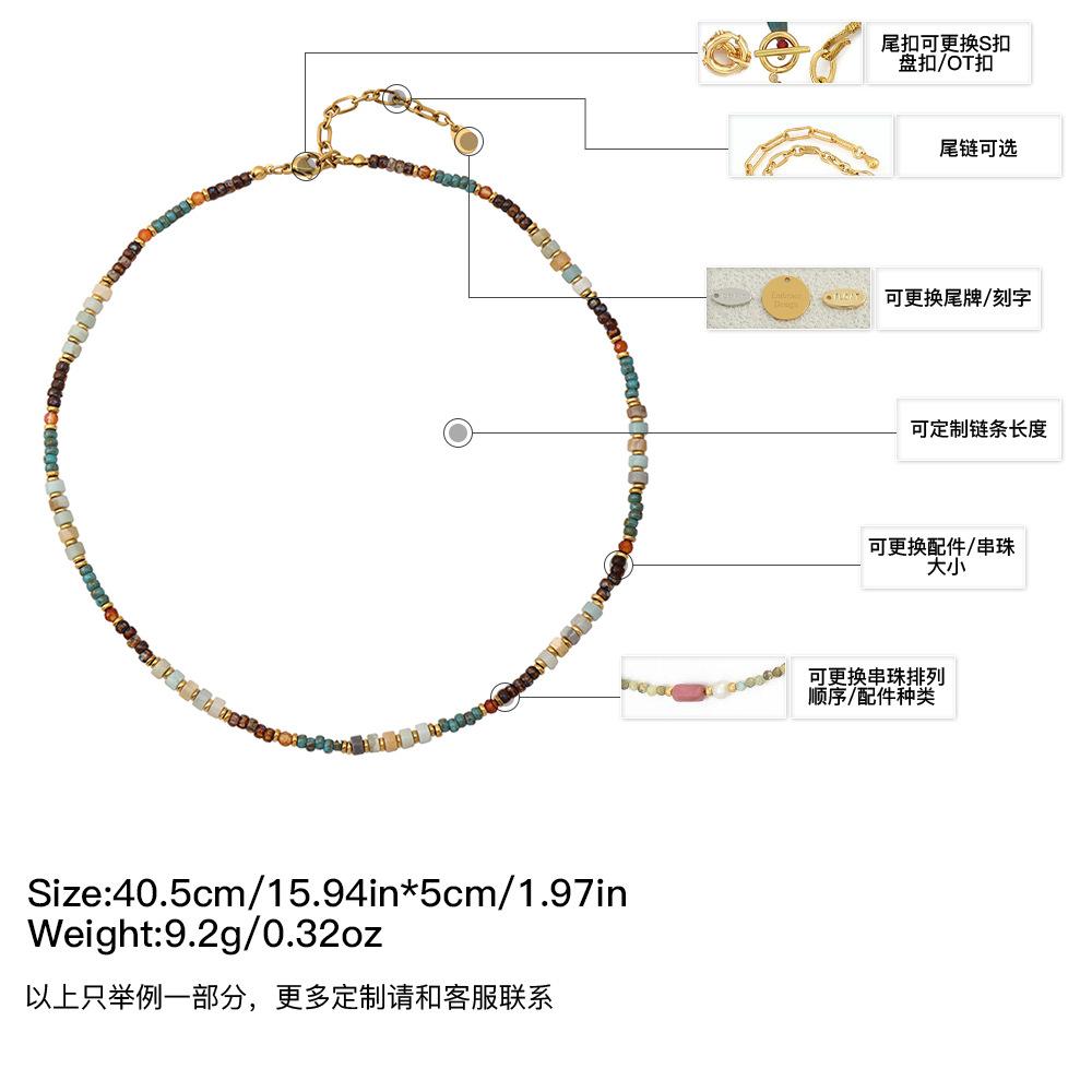 GEMCHIC Women s Bohemian Multi-Color Beaded Necklace with Geometric Pendant