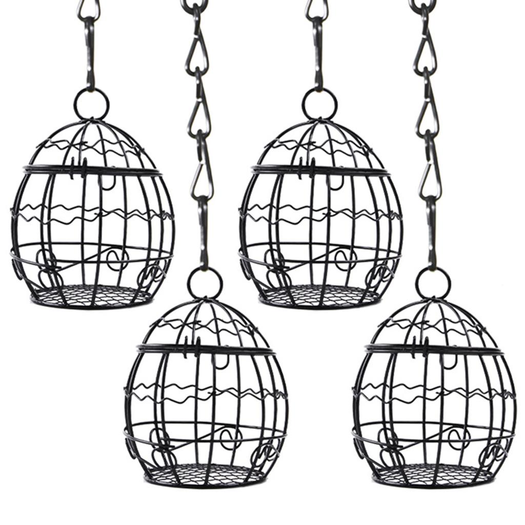 Bird Feeder Iron Hanging Fat Ball Holder Bird Treat Box Garden Feeding Tools For Finch Sparrow Robin Wild Birds