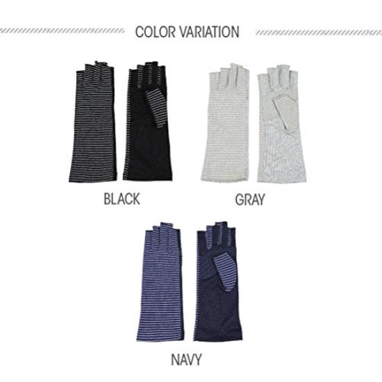 Arm Cool to the Striped Short Gray [GlovesDEPO] Covers, Touch, Pattern, Gloves, Fingerless, Women's,