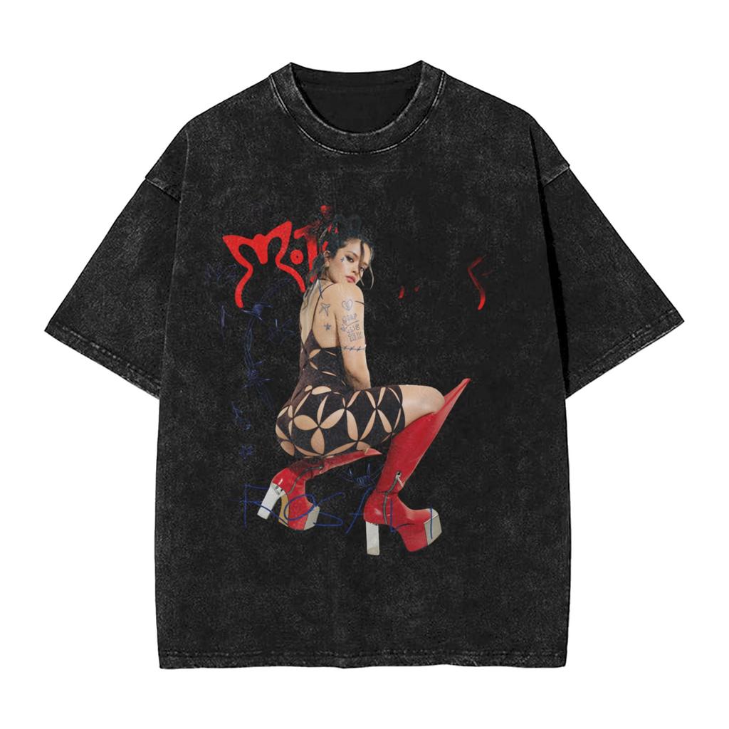 ROSALIA LUX Album Pop Music Washed T Shirt Streetwear Hip Hop Fashion TShirt  Tees Tops for Unisex Women Short Sleeve Oversize