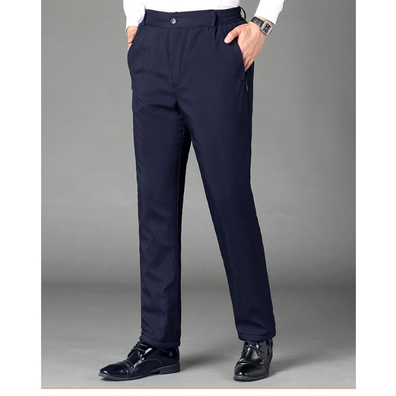 Warme gerade Herren Winterhose mit Fleecefutter für Männer mittleren Alters 5XL navy blau