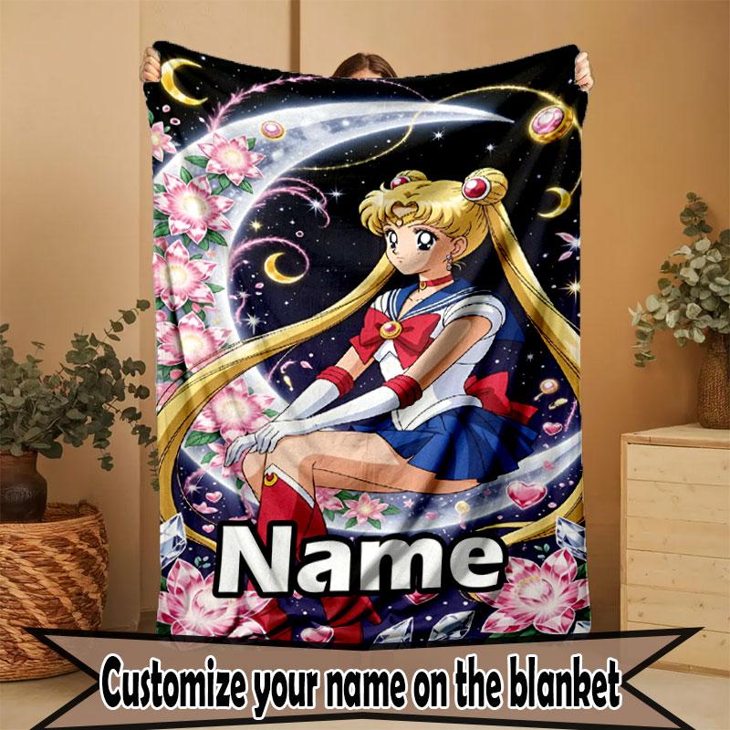 Benutzerdefinierte personalisierte Sailor Moon Druckdecke, Heimdekoration, Schlafzimmer, Sofa, Camping, Couch, Geschenke für Geburtstag Weihnachten