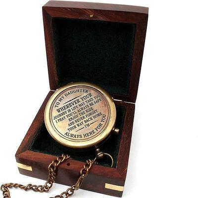 To My Daughter  Graduation Day Gifts for Daughter  Daughter Birthday Gifts  Camping Compass Engraved with Gift Compass with Wooden Case.