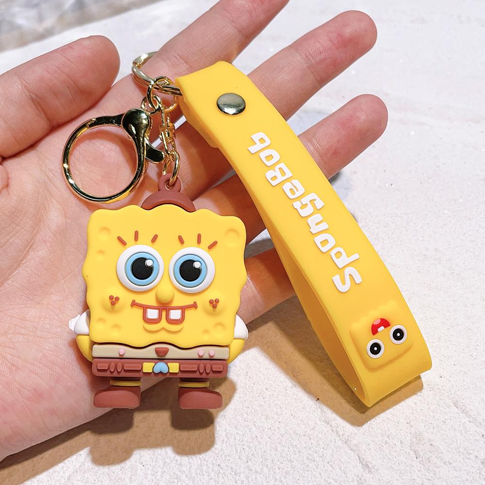 Anime Spongebob Squarepants Keychain Patrick Star Kawaii PVC Toys keychain Backpack charm Birthday Gift For Kid