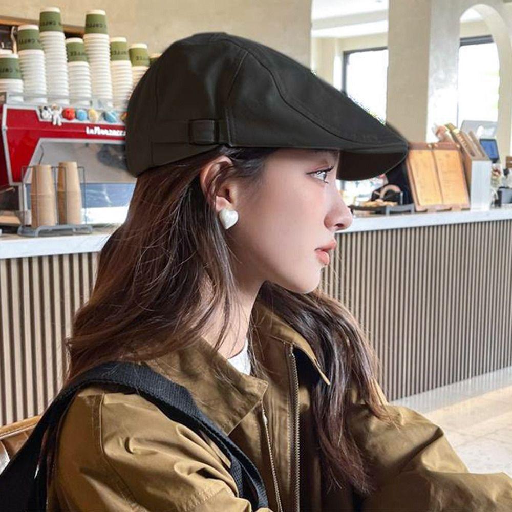 Breathable Berets Hat Sun Protection Peaked Cap Fashion Cabbie Flat Cap  for Women