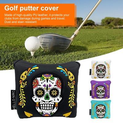 Mallet Putter Cover Magnetic Mallet Golf Club Cover Unique Skull Printed Golf Putter Headcover Blade Putter Protection Golf Accessory