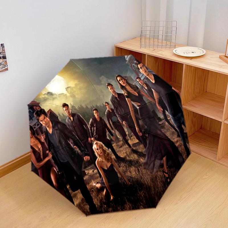 1PC Vampire Diaries Series Automatic Umbrella - Suitable Travel Outdoor Portable Umbrella Birthday Gift Daily Essentials