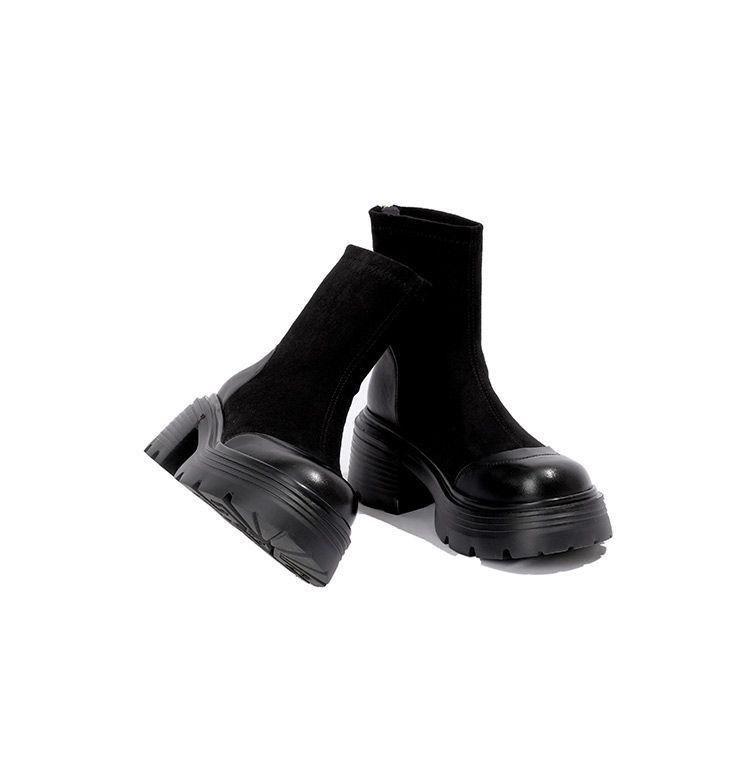 2025 Retro Martin Boots: British Style Petite Platform Chunky Heel, Patchwork, Versatile Height-Enhancing Short Boots for Men