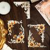 20pcs Romantic Corner Series Floral Corner Stickers - Vintage Baroque Sunflower Design, Self-Adhesive for DIY Notebooks, Photo Albums
