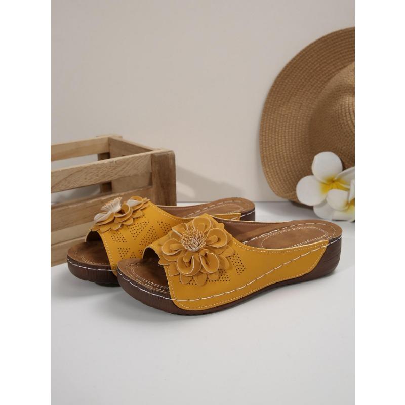 Cross-border New Large-size Women's Shoes Spring and Summer New Amazon Cross-border One Flower Open-toed Slippers European and American Sandals